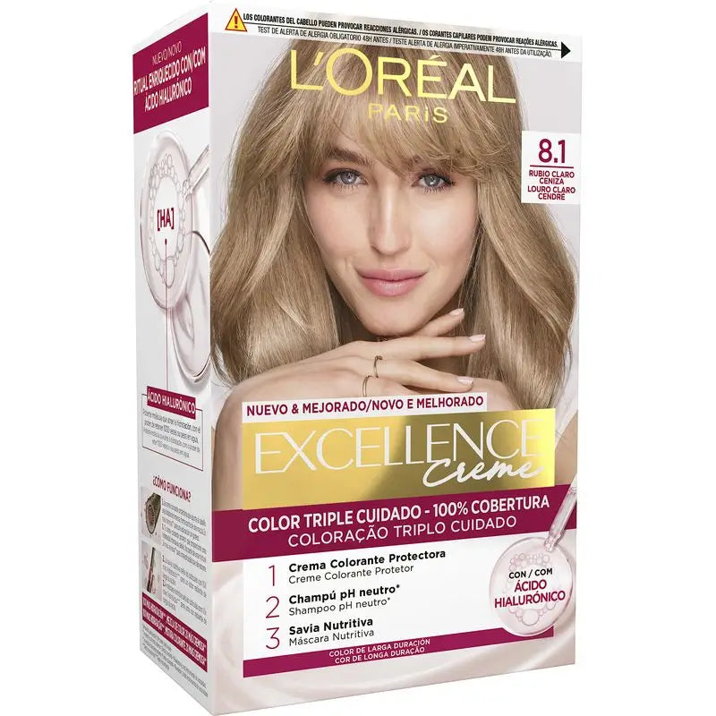 L'Oréal Paris Excellence Creme Permanent Hair Color - Shade 8.1 Light Ash Blonde