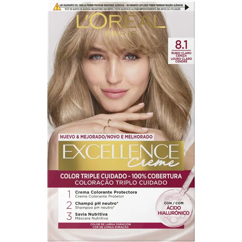 L'Oréal Paris Excellence Creme Permanent Hair Color - Shade 8.1 Light Ash Blonde