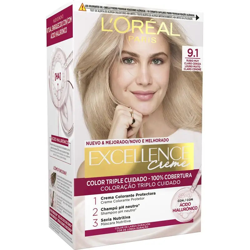 L'Oréal Paris Excellence Creme Permanent Hair Color - Shade 9.1 Very Light Ash Blonde