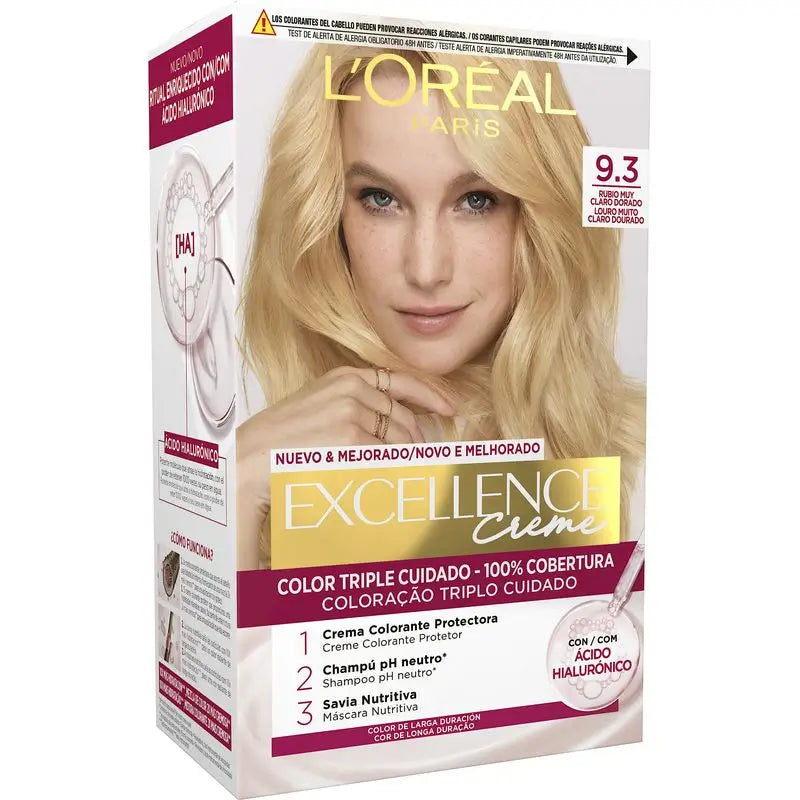 L'Oréal Paris Excellence Creme Permanent Hair Color - Shade 9.3 Very Light Golden Blonde