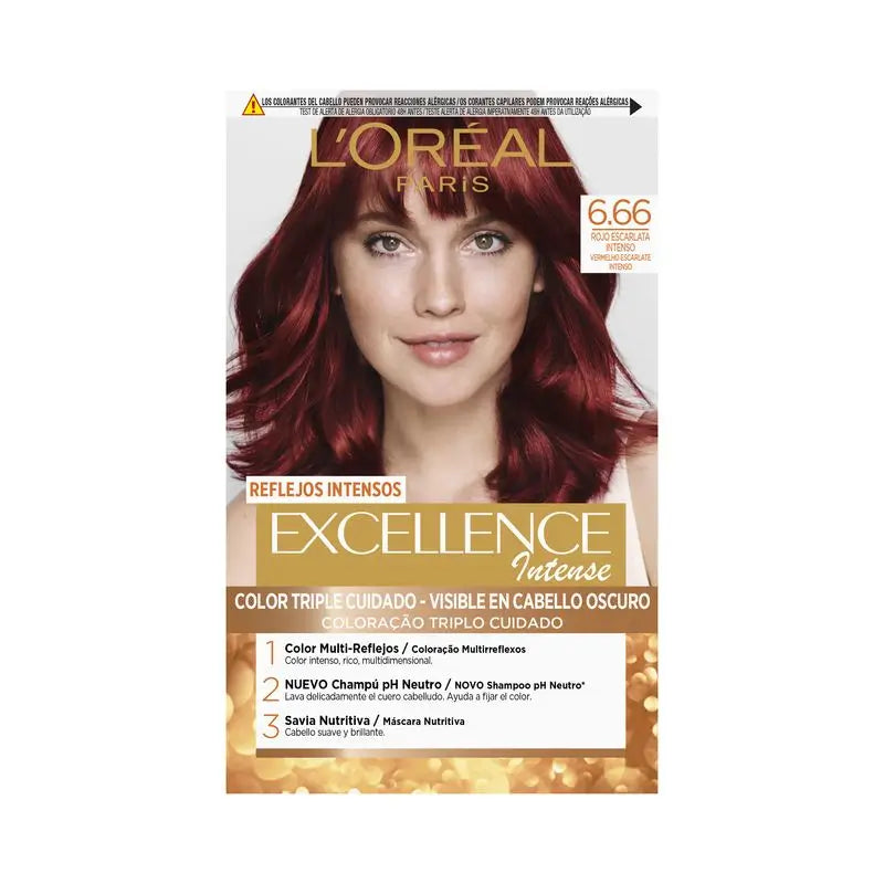 L'Oréal Paris Excellence Intense Permanent Hair Color - Shade 6.66 Scarlet Red