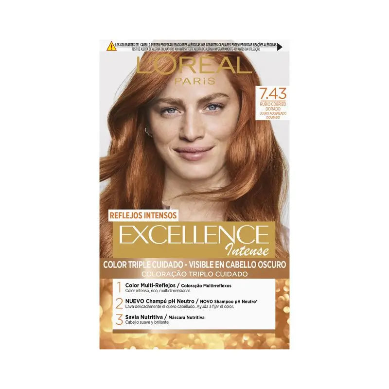 L'Oréal Paris Excellence Intense Permanent Hair Color - Shade 7.43 Golden Copper Blonde