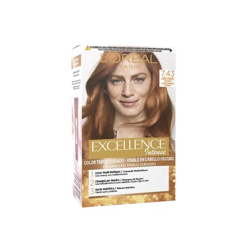 L'Oréal Paris Excellence Intense Permanent Hair Color - Shade 7.43 Golden Copper Blonde