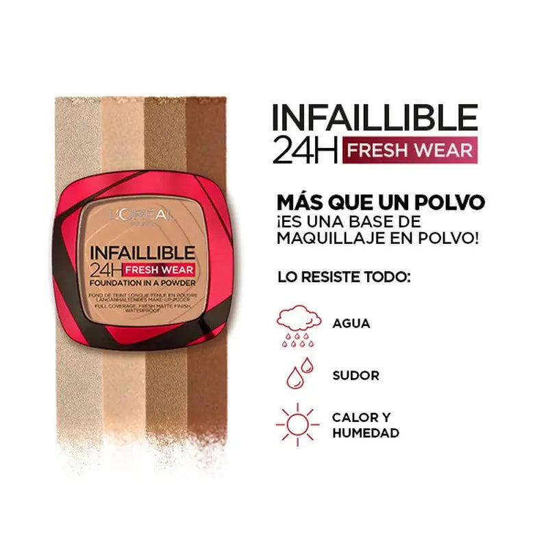 L'Oréal Paris Infallible 24H Long Lasting Matte Compact Powder Shade 140 Golden Beige For Medium Skins