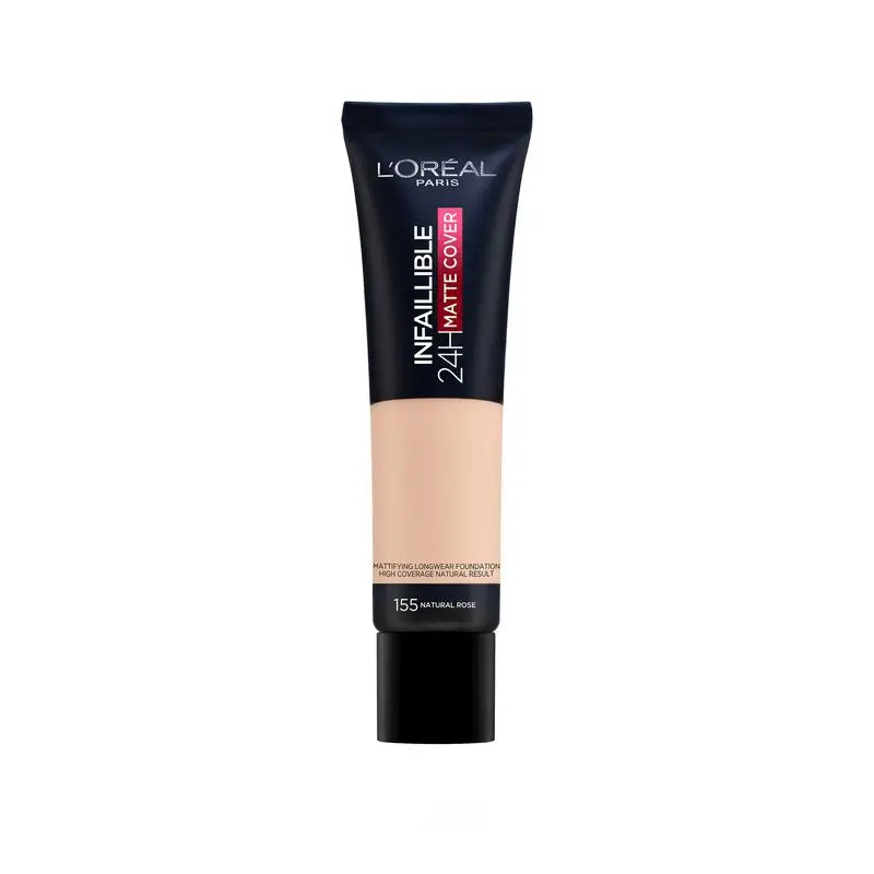 L'Oréal Paris Infallible 32H Matte Cover High Coverage Matte Base 155 Natural Rosé With Niacinamide, Spf25, Water Resistant