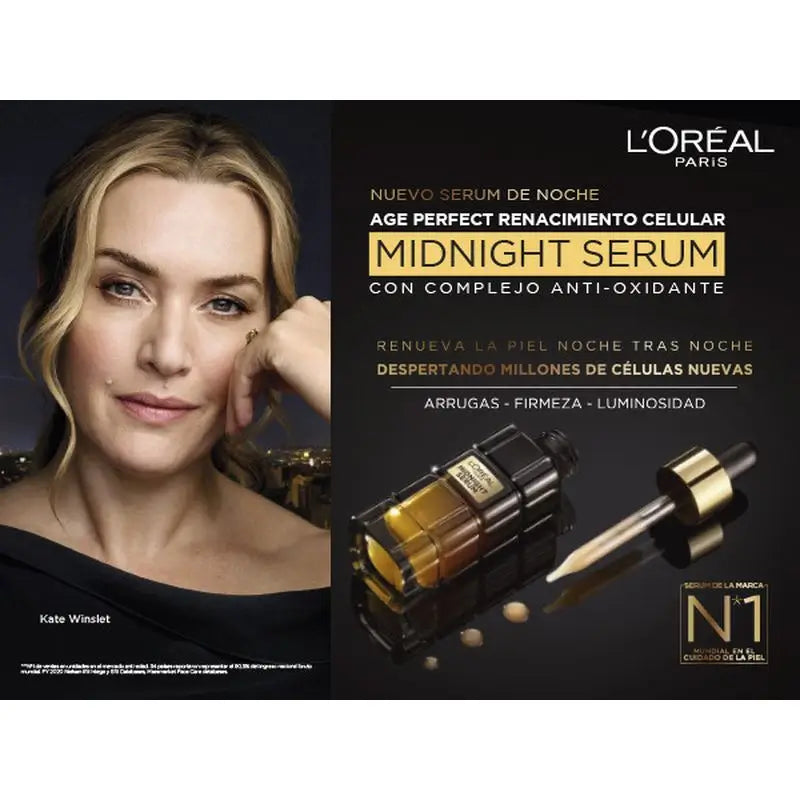 L'Oréal Paris Midnight Serum Age Perfect Cellular Revival, With Antioxidant Complex, Night Facial Serum