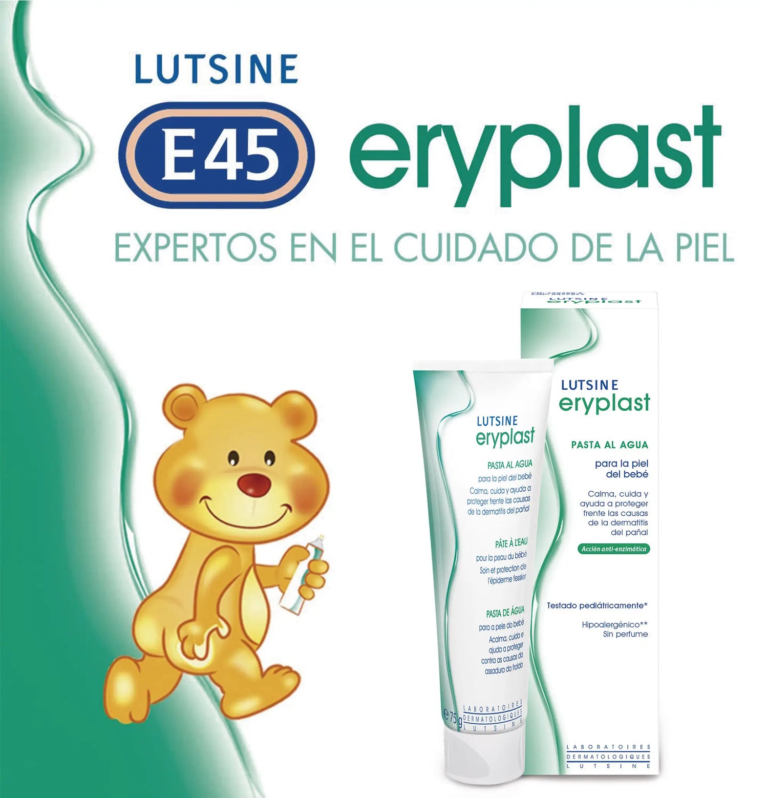 Eryplast Lutsine E45 Pasta Al Agua Crema Pañal Bebé - 2X 75 gr