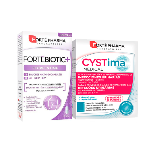 Forté Pharma Intimate Pack Cystima Medical 14 sachets + Fortebiotic+ Flora Íntima 15 capsules