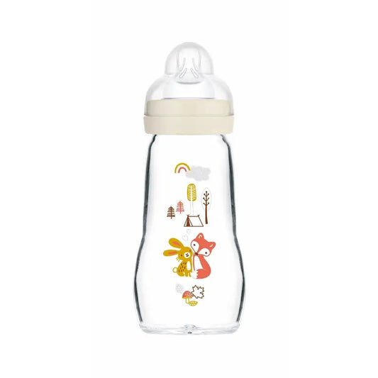 Mam Baby Baby Baby Bottle Glass Feel Good Neutral Matt, 260Ml