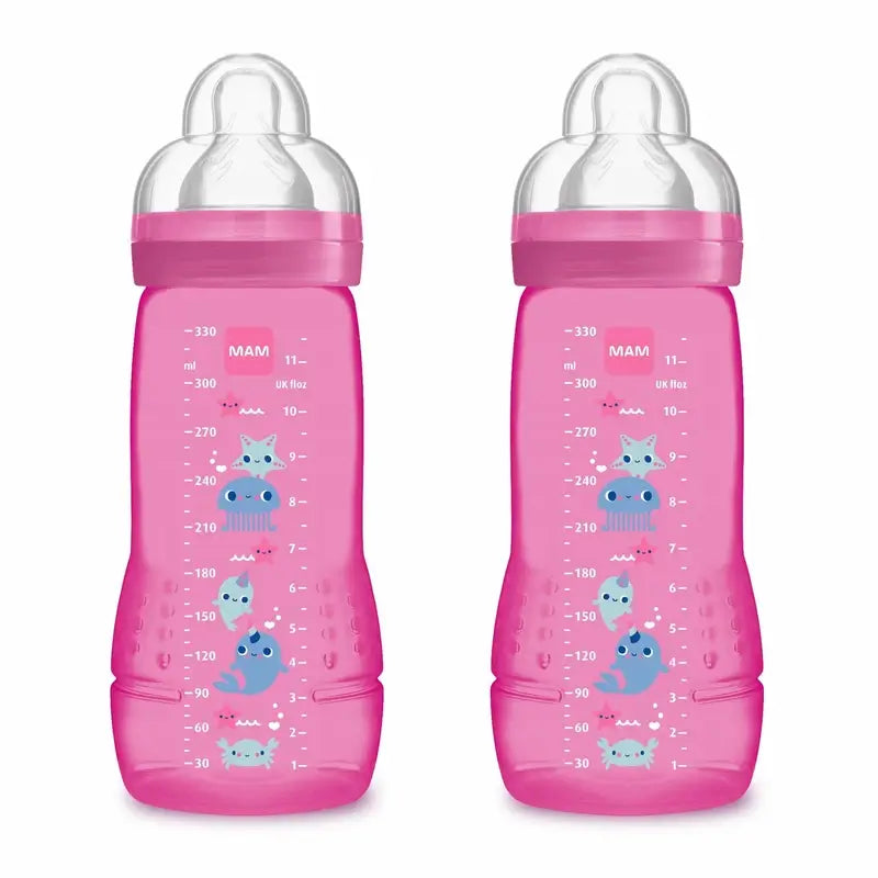 Mam Baby Easy Active Baby Bottle Bright Pink, 2X330Ml