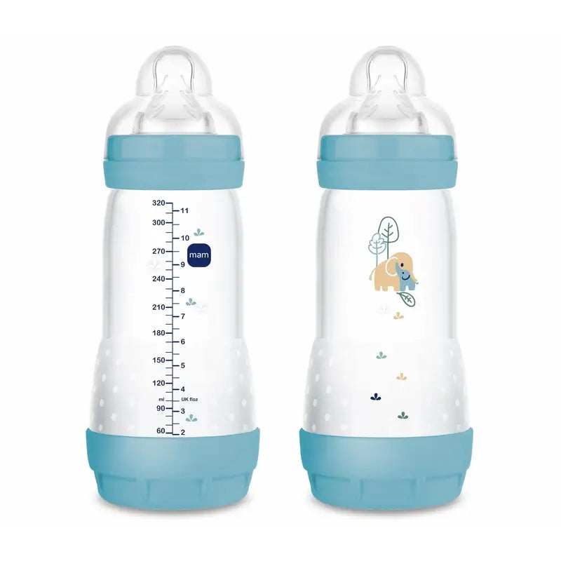 Mam Baby Easy Start Feeding Bottle Anti-Colic Blue Matt, 2X320Ml