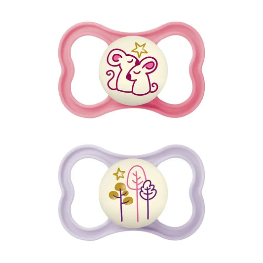 Mam Baby Pacifier Air Night Silicone Pink +16M, 2 Units