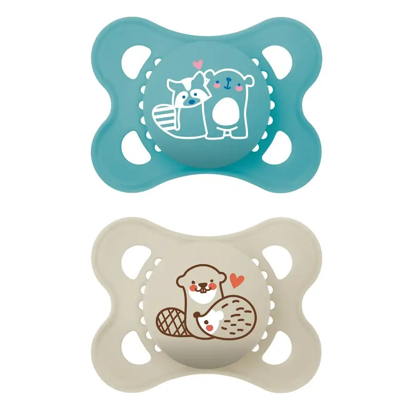 Mam Baby Pacifier Original Start Silicone Blue 2-6M, 2 Units