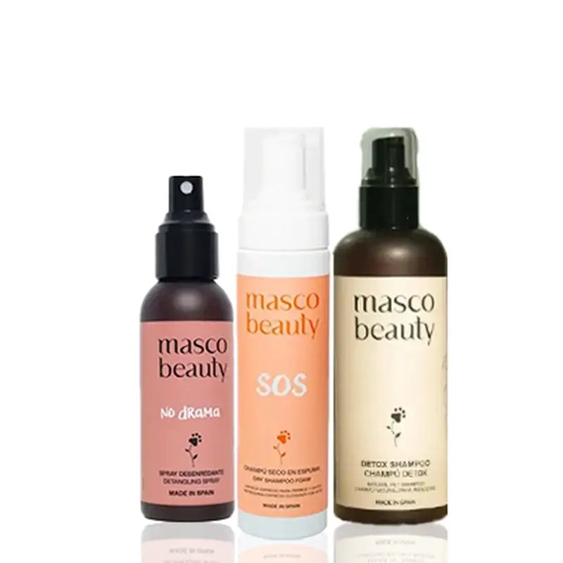 Masco Beauty Care Pack with Dry Shampoo 200Ml, Detangling Spray 100Ml & Detox Shampoo 250Ml for Dogs