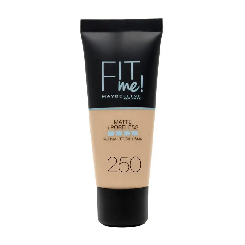 Maybelline New York Fit Me Matte and Refine Makeup Foundation Shade 250 Sun Beige Calca A Tu Tono Y Textura Pieles Medias - 30Ml