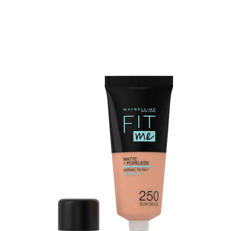 Maybelline New York Fit Me Matte and Refine Makeup Foundation Shade 250 Sun Beige Calca A Tu Tono Y Textura Pieles Medias - 30Ml