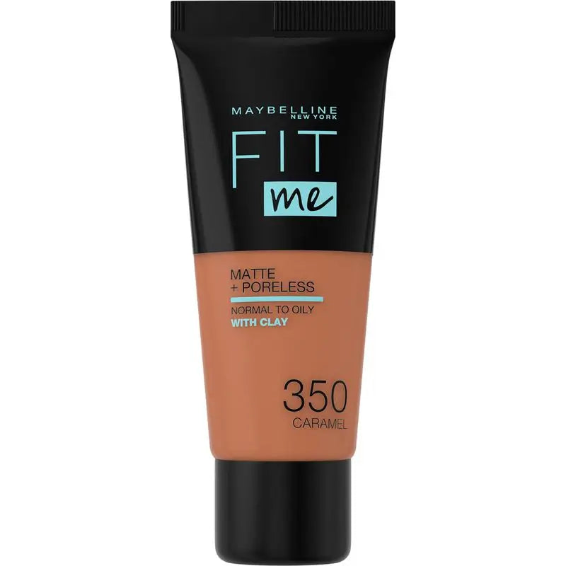 Maybelline New York Fit Me Matte and Refine Makeup Foundation Shade 350 Caramel Calca A Tu Tono Y Textura Piel Oscuras - 30Ml