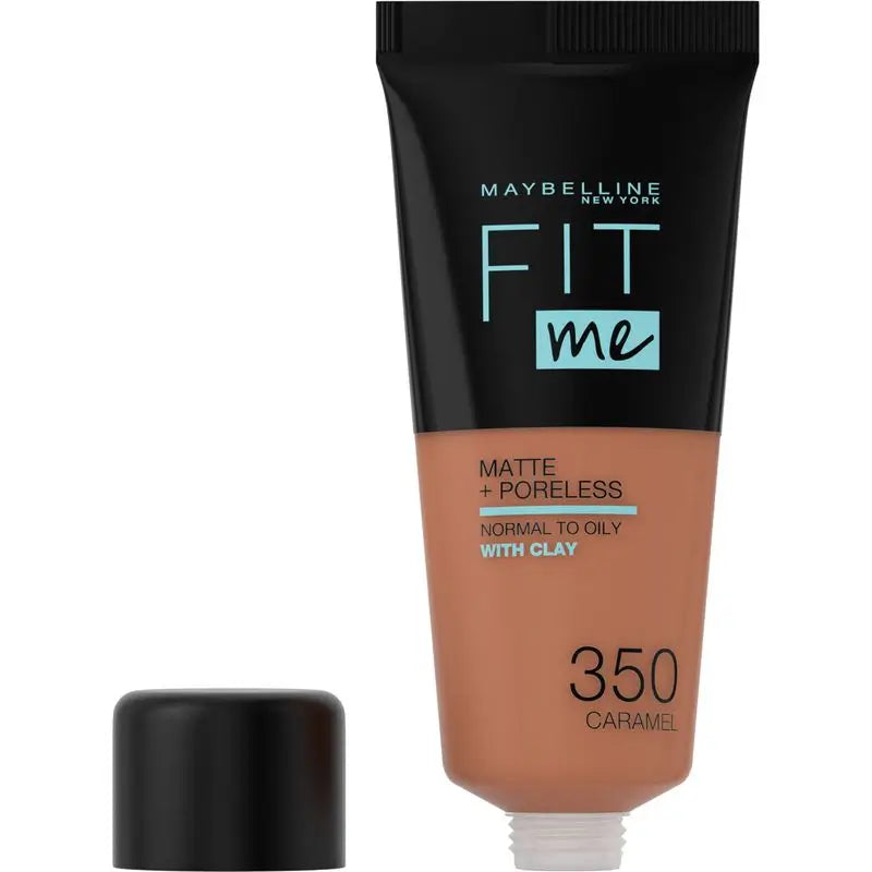 Maybelline New York Fit Me Matte and Refine Makeup Foundation Shade 350 Caramel Calca A Tu Tono Y Textura Piel Oscuras - 30Ml