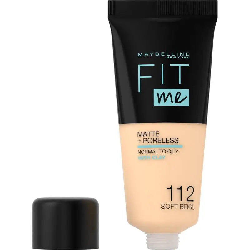 Maybelline New York Fit Me Matte & Refine Foundation Foundation Shade 112 Soft Beige Calca A Tu Tono Y Textura Pieles Claras - 30Ml