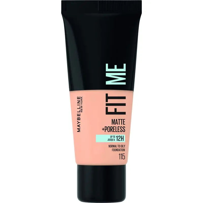 Maybelline New York Fit Me Matte and RefinePores Foundation shade 115 matches your light skin tone and texture, 30M