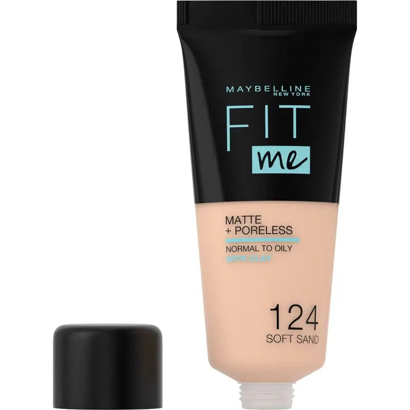 Maybelline New York Fit Me Matte & Refine Foundation Foundation Shade 124 Soft Sand Matches Your Skin Tone & Texture Medium Light - 30Ml