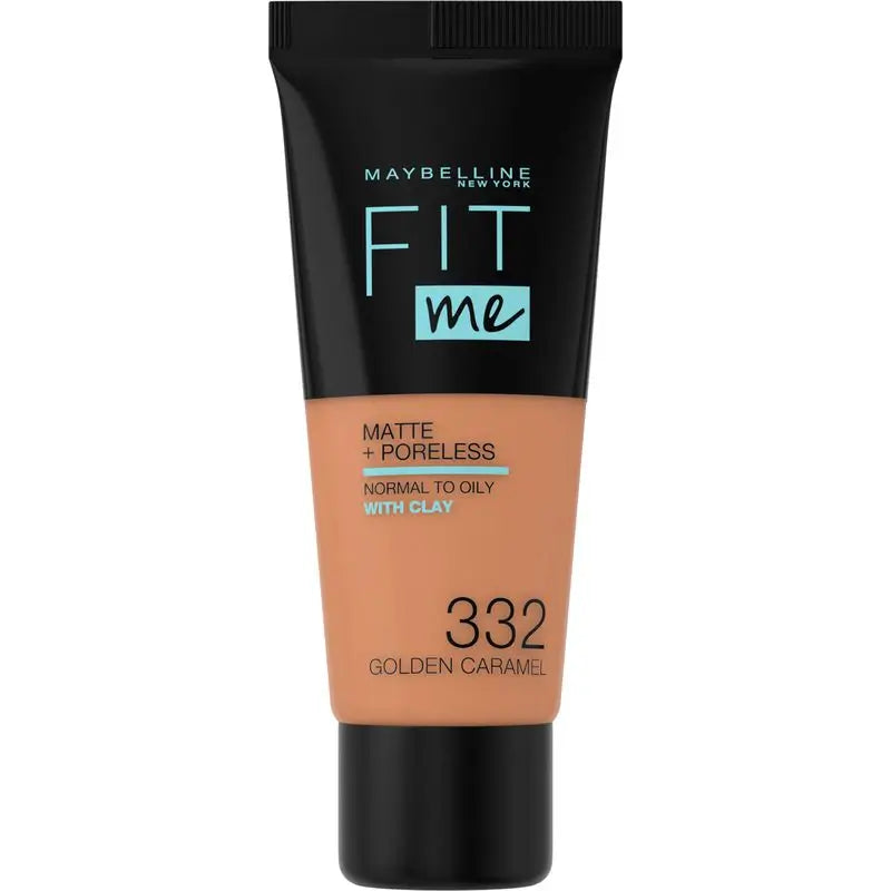 Maybelline New York Fit Me Matte & Refine Foundation Foundation Shade 332 Golden Caramel Calca A Tu Tono Y Textura Piel Oscuras - 30Ml