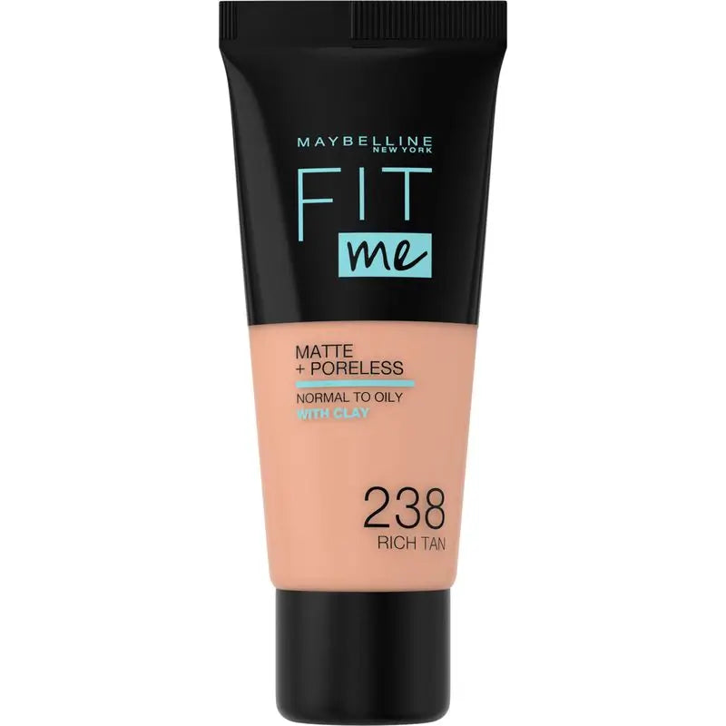 Maybelline New York Fit Me Matte & Refine Pores Shade 238 Rich Tan Foundation Matches Your Tone & Texture Medium Skin Tones - 30Ml