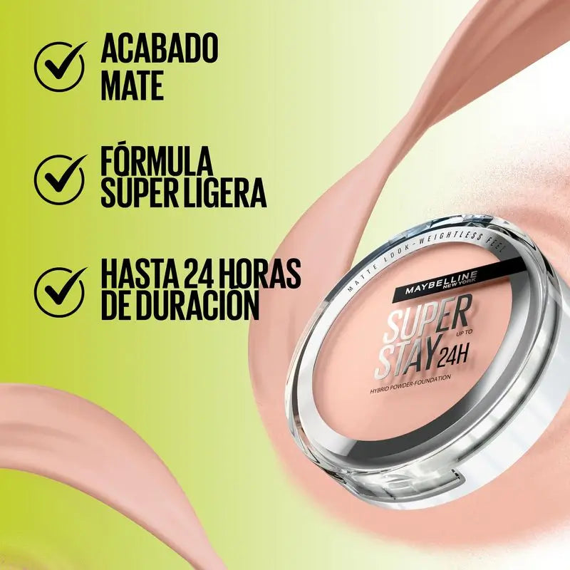 Maybelline New York Superstay Hybrid 24H Powder Foundation, Super Coverage, Super Lightweight, Up to 24H, Shade 03