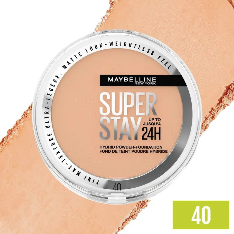 Maybelline New York Superstay Hybrid 24H Powder Foundation, Super Coverage, Super Lightweight, Up to 24H, Shade 30