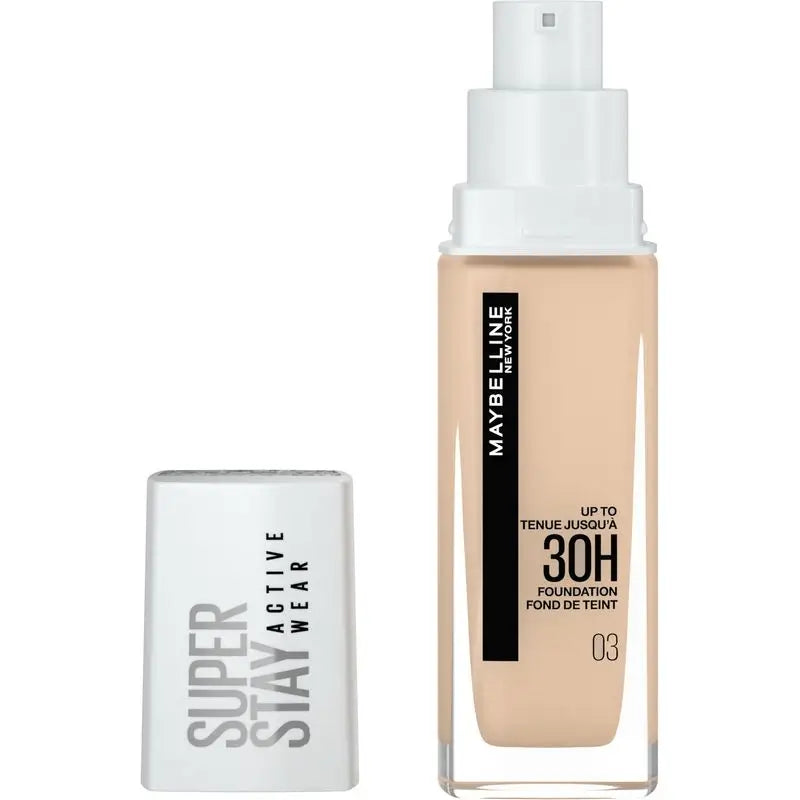 Maybelline New York Superstay Activewear 30H Makeup Base Long Lasting and High Coverage. Shade 03 True Ivory.