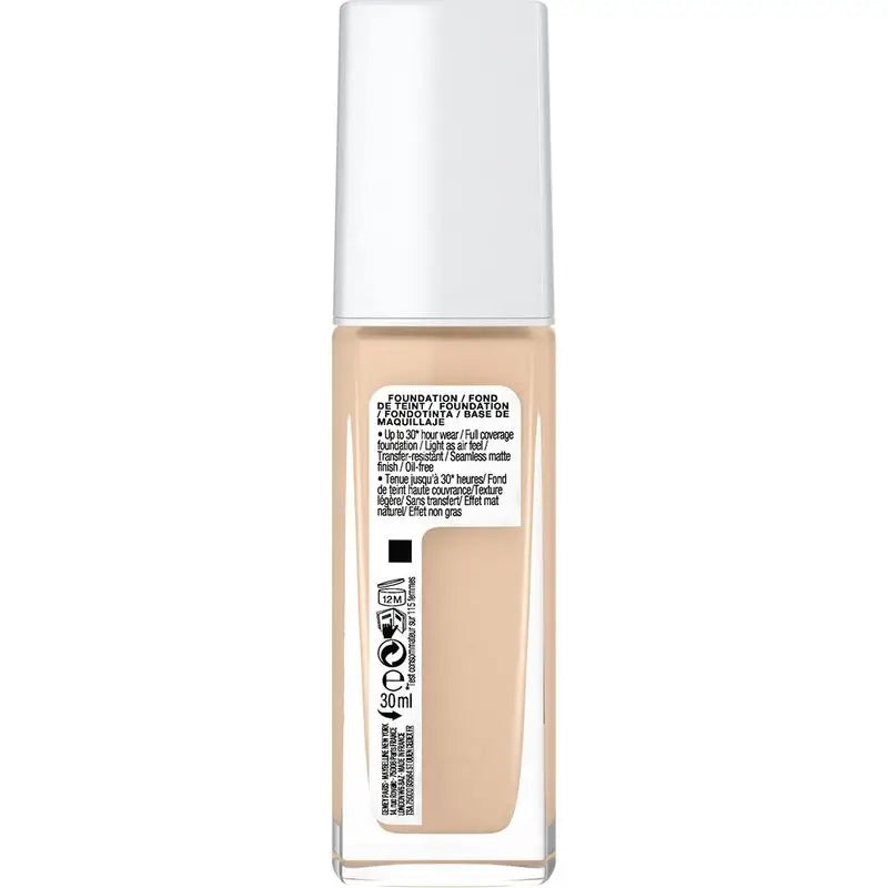 Maybelline New York Superstay Activewear 30H Makeup Base Long Lasting and High Coverage. Shade 03 True Ivory.