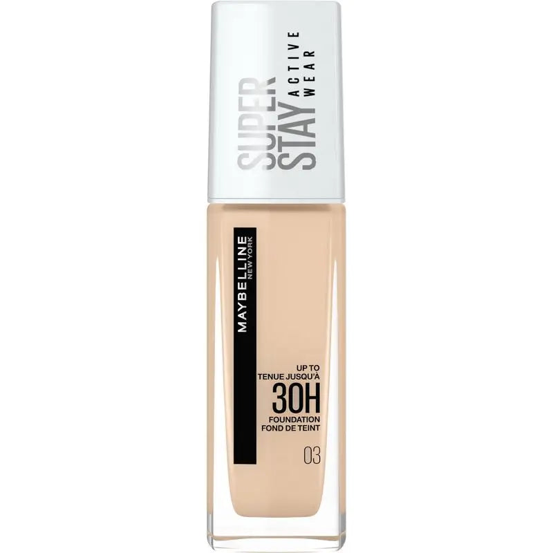 Maybelline New York Superstay Activewear 30H Makeup Base Long Lasting and High Coverage. Shade 03 True Ivory.