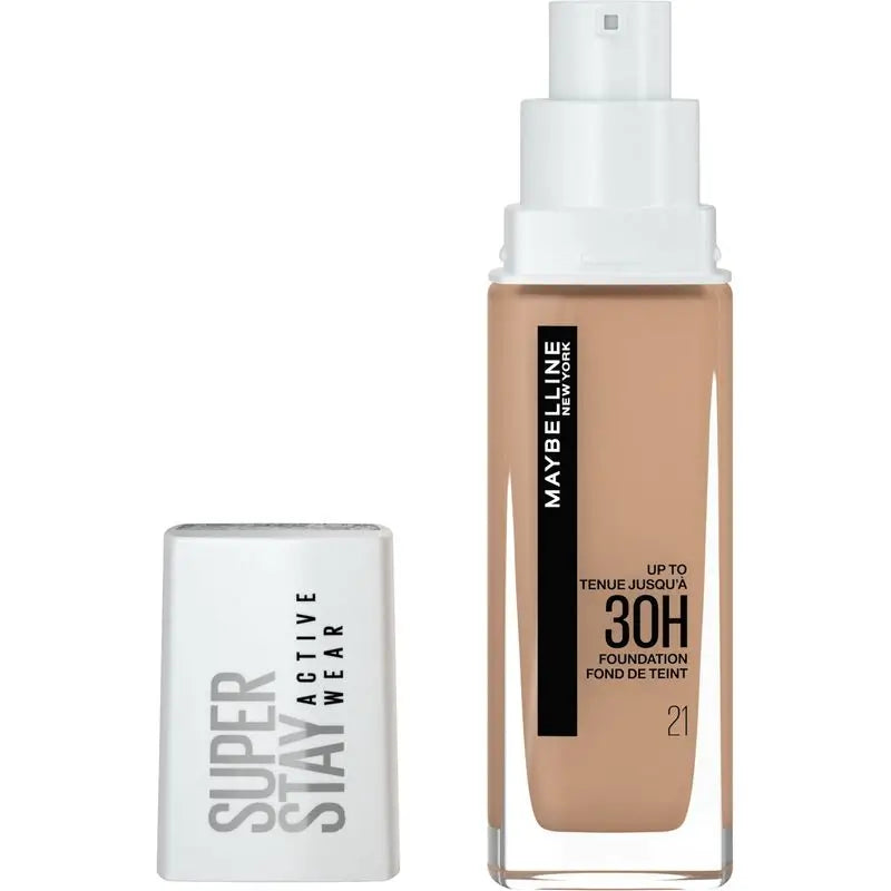 Maybelline New York Superstay Activewear 30H Makeup Base Long Lasting and High Coverage. Shade 21 Nude Beige.