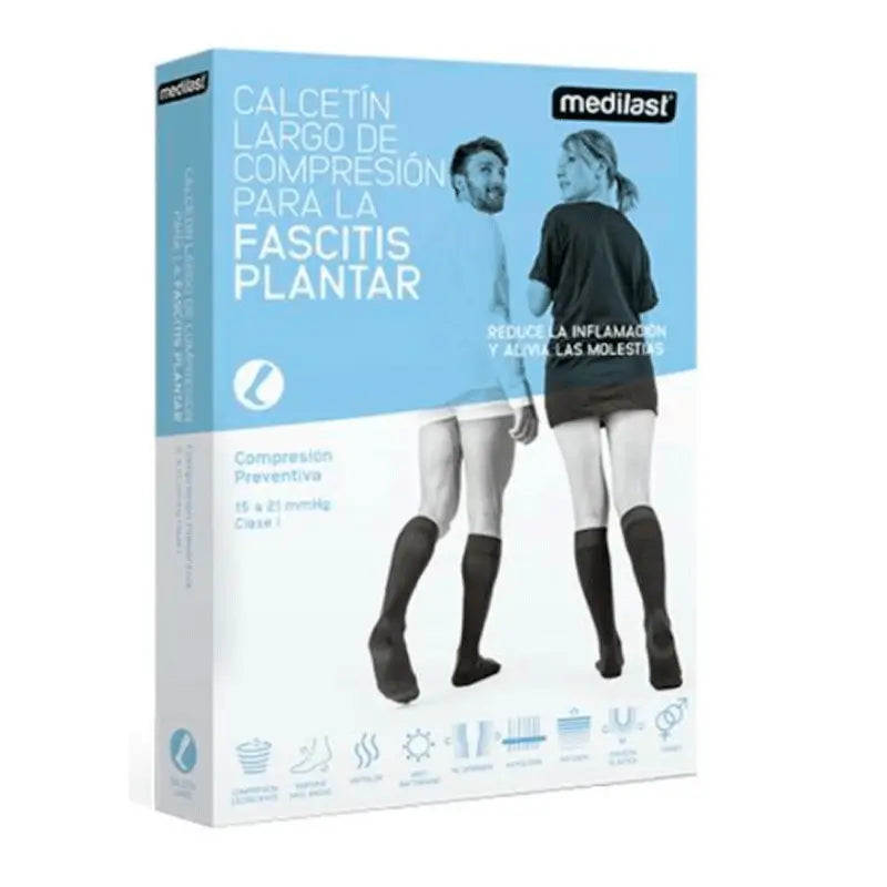 Medilast Calcetin Largo Fascitis Negro Talla Grande