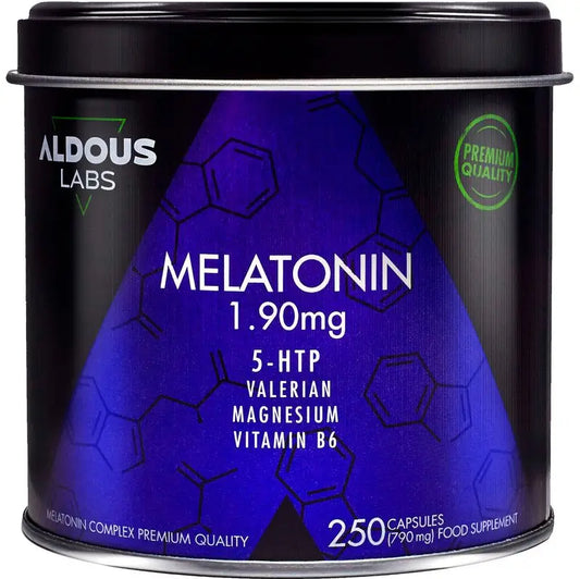 Aldous Labs Melatonina con 5Htp, Magnesio, Valeriana y Vitamina B6