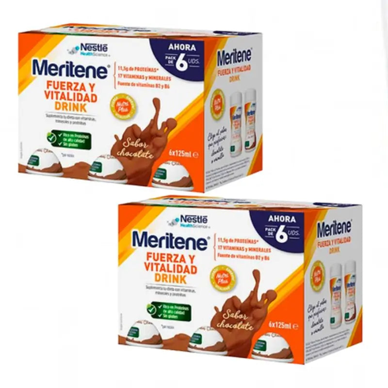 Meritene Drink Strength & Vitality Chocolate Flavour 2X6, 125 Ml