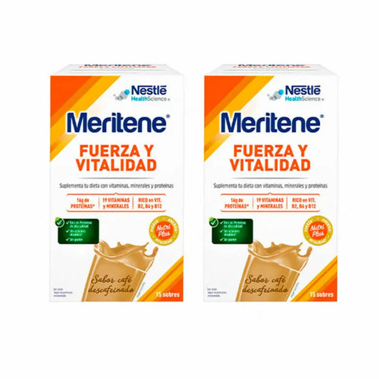 Meritene Fuerza Y Vitalidad Batido Sabor Café Descafeinado 2x15 Sobres