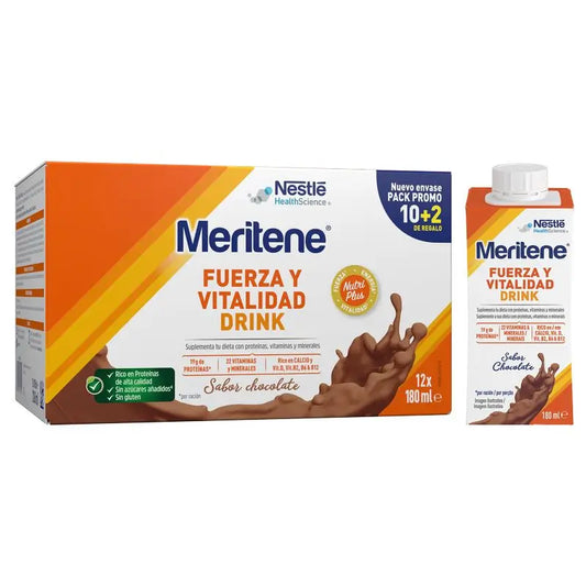 Meritene Strength & Vitality Chocolate Drink, 12x180 ml