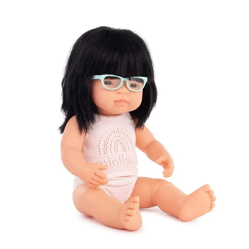 Miniland Muñeca Asiática Con Gafas 38Cm  