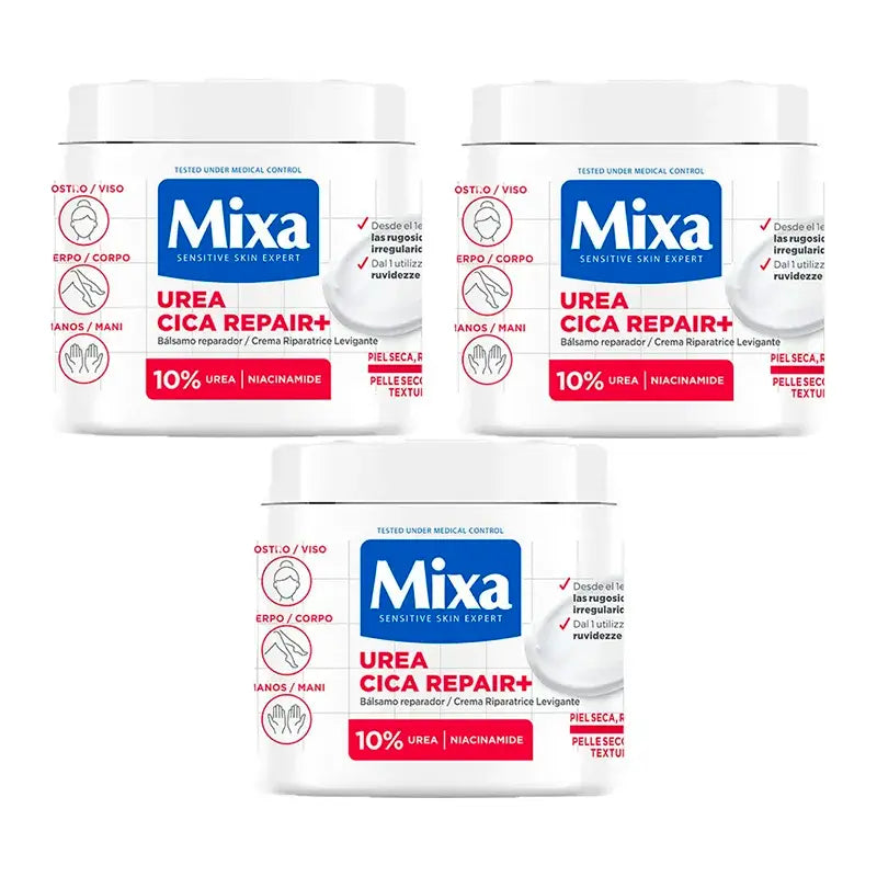 Mixa Triple Urea Cica Repair+ Repair Balm for Dry, Rough and Irregular Skin 3 x 400Ml