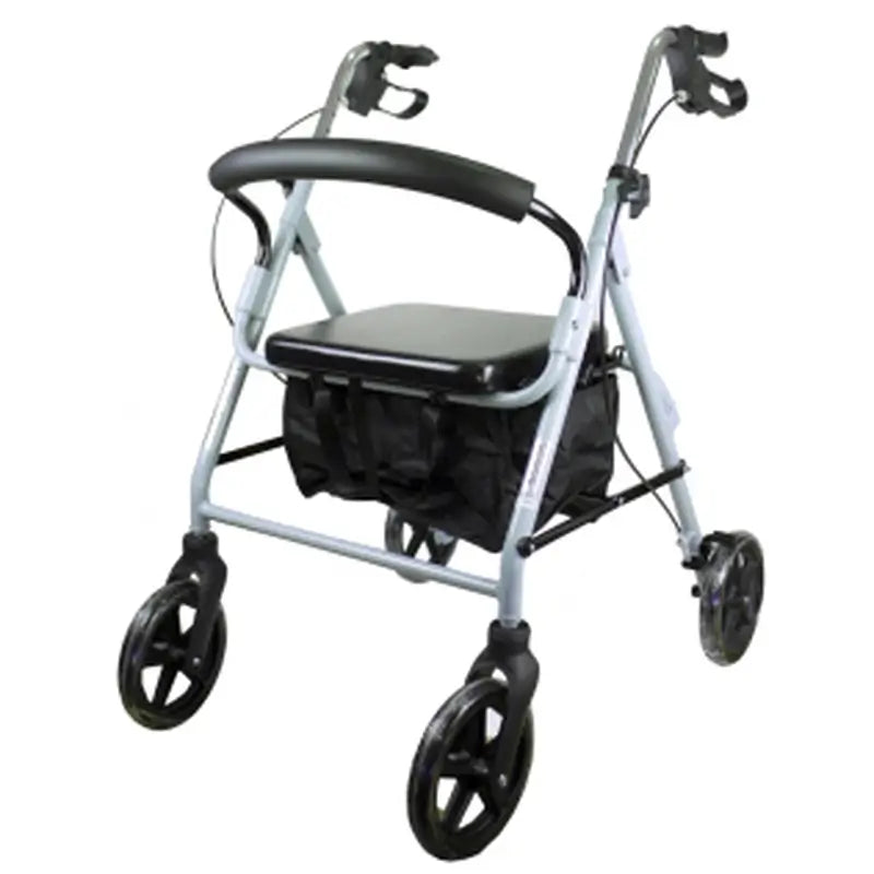 Mobiclinic Walker With Wheels - Foldable - Aluminium - Brakes On Handles - Seat And Backrest - Grey - Sofia