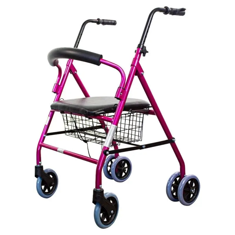 Mobiclinic Andador Plegable Con Asiento Y Respaldo Rosa