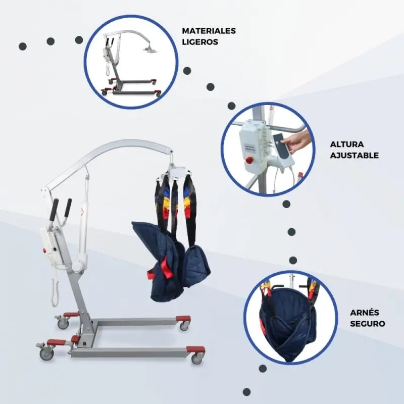 Mobiclinic Electric Lift - Includes Sling 4 Hooks - Use While Carrying - Compact - Max. 135 Kg - Fortuna Basic