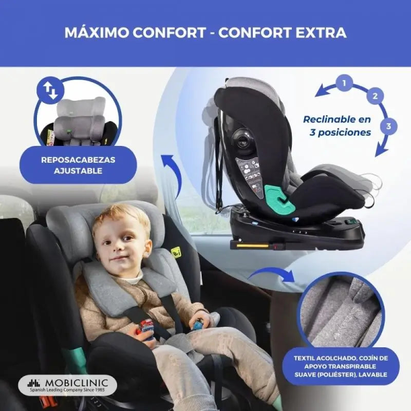 Mobiclinic Lionfix Pro Infant Car Seat 40-150 Cm Grey & Black