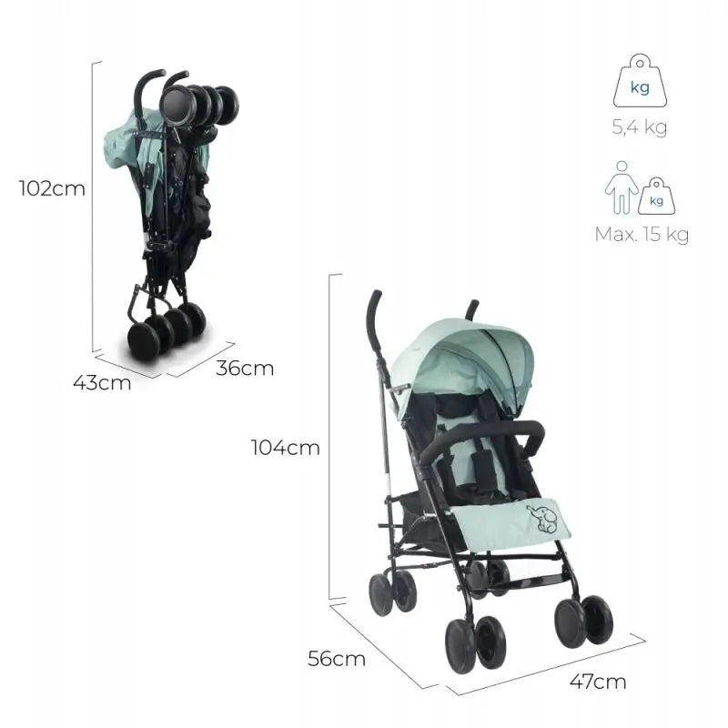 Mobiclinic Elefant Folding Stroller 15 Kg Green