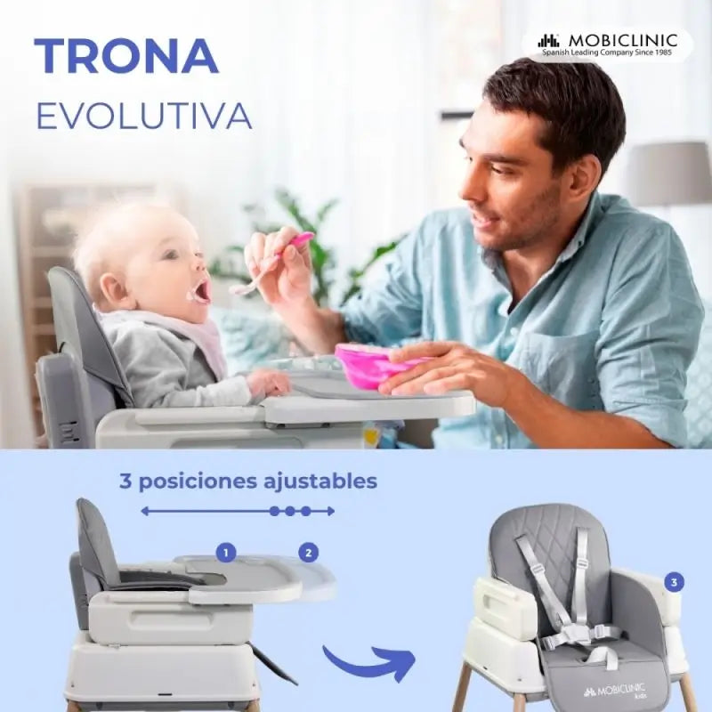 Mobiclinic Highchair Kiara Evolutionary 3 In 1 Grey