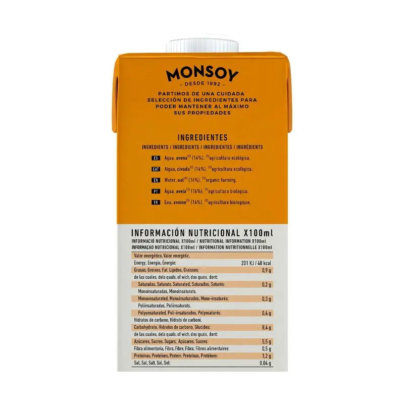 Monsoy Vegetable Oat Drink 1Lt 6Pcs. Bio