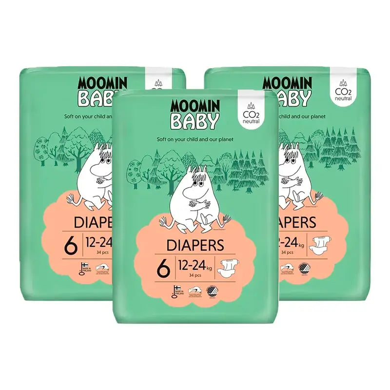 Moomin Baby Nappies Size 6 , 3 x 34 units