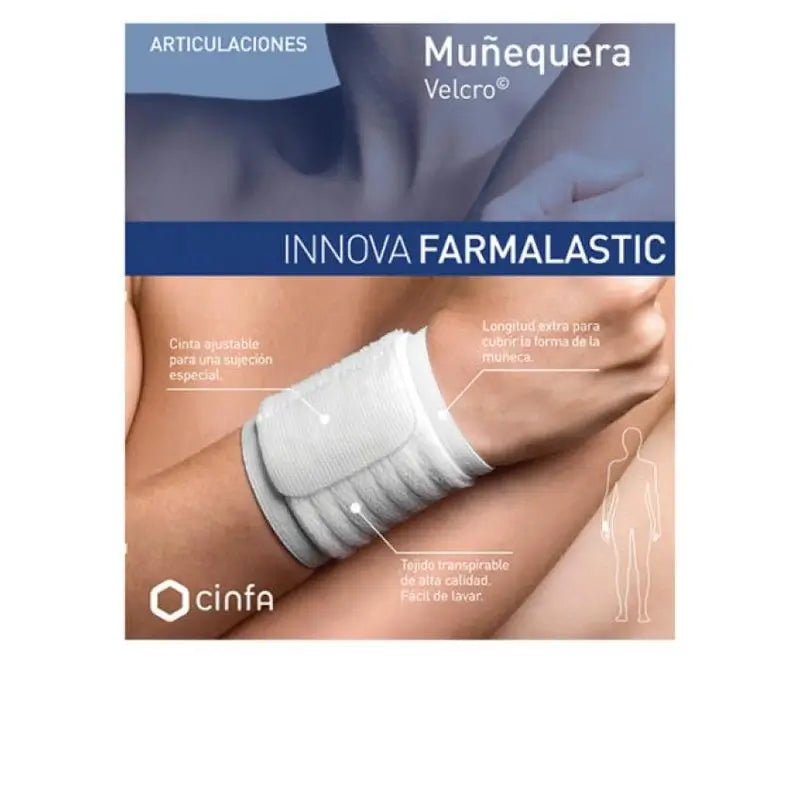 Farmalastic  Muñequera Velcro, Talla Grande Blanca