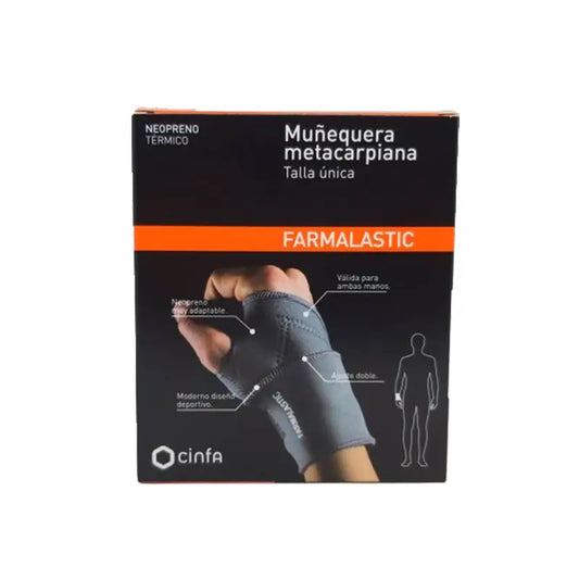 Farmalastic Muñequera Metacarpiana Neopreno Gris, Talla Unica